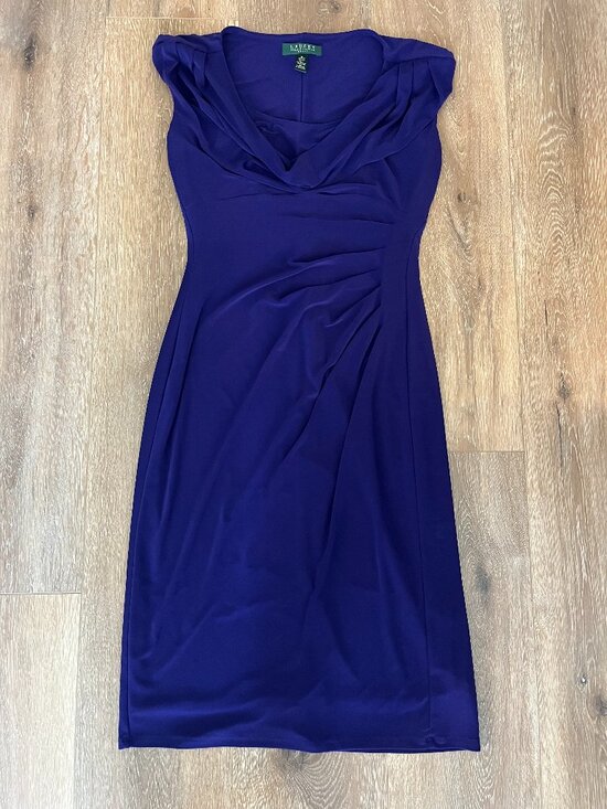 Lauren Ralph Lauren Dresses & Skirts - LAUREN RALPH LAUREN Cocktail Cowl Neck Sheath Dress - 6 - Purple, Stretch